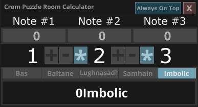 Crom Puzzle Room Calculator (Mabinogi)