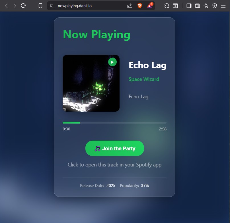 Spotify Live NowPlaying Webserver